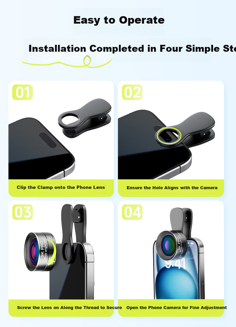 Suoying [Hot Sale 200K+] Wide-Angle Lens Mobile Phone External Camera Dedicated for Live Streaming Universal 9K HD Video Shooting Professional External DSLR-Level Lens 12