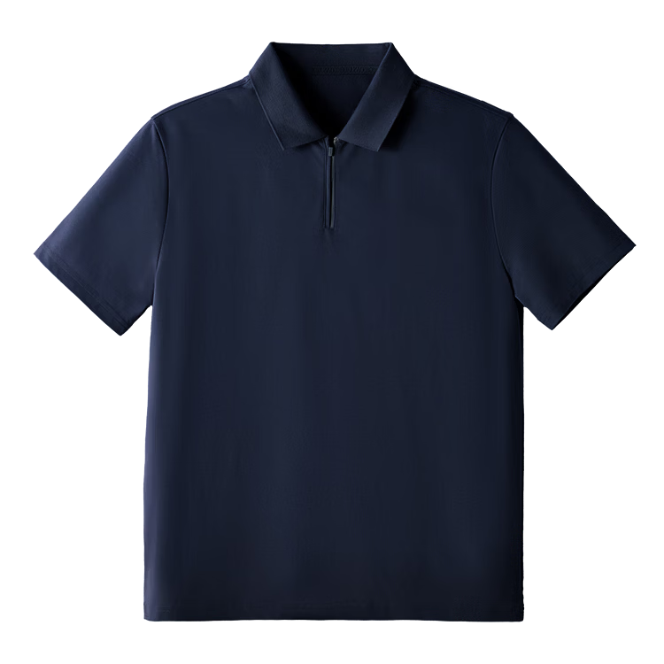 JD Jingzao Mulberry Silk Men's Polo Shirt Short Sleeve High-End T-Shirt Spring Summer Cool Business Casual Navy Blue Zipper XL