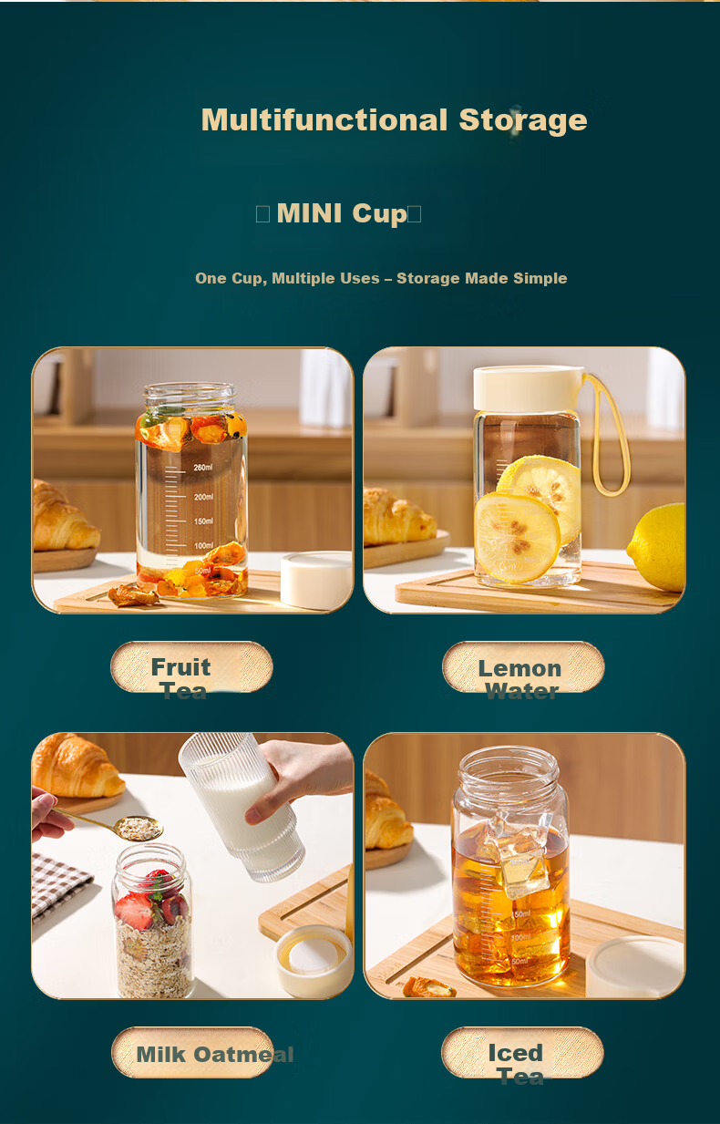 Baijie Borosilicate Glass Cup Portable 400ml Measuring Tea Coffee Soy Milk Milk Cup for Women 4