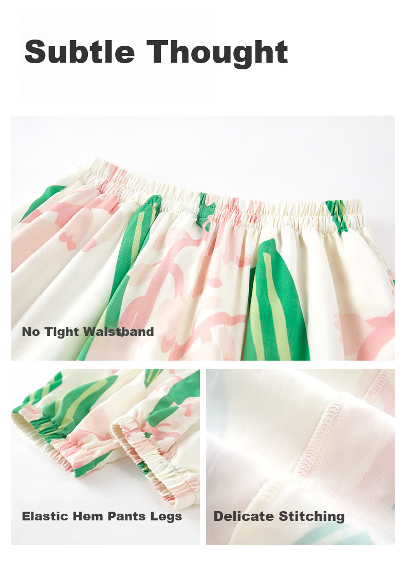 Potatokids Kids Mosquito-Repellent Pants Traditional Style Boys Girls Loose Breathable Summer Homewear Long Pants Cardamom Pink 120 7