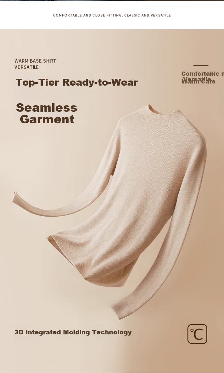 Langsha Women's Wool Base Layer Shirt Spring Autumn Slim Fit Long Sleeve Sweater Knitwear Half Turtleneck Base Shirt 4