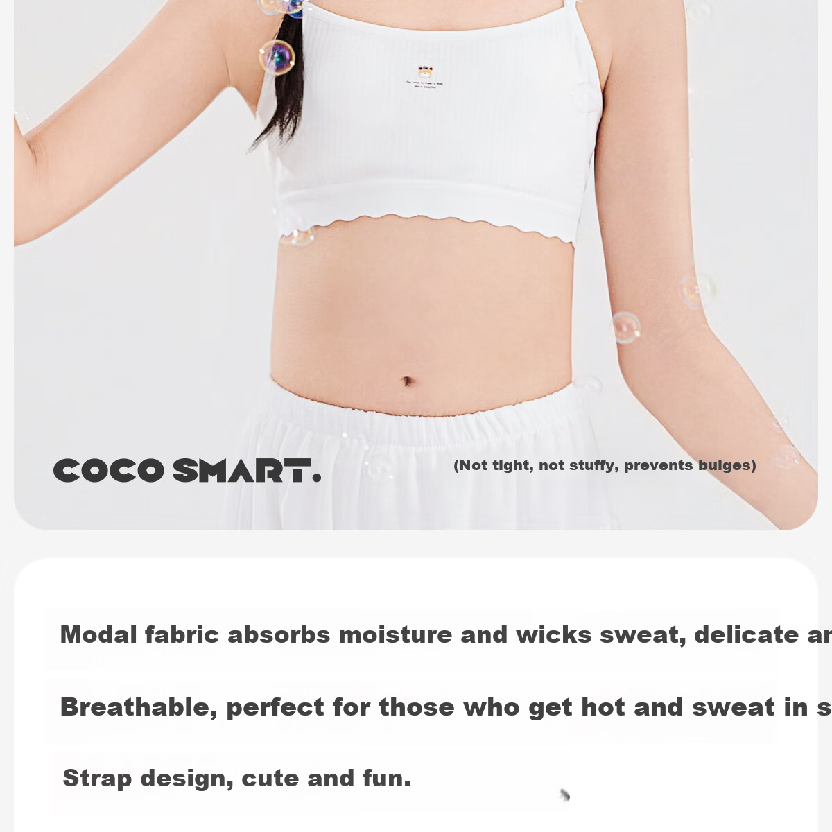 COCO SMART Children's Underwear 6-12 Years Early Development Stage Elementary School Girls Base Vest Phase One Youth Girls Bra 3