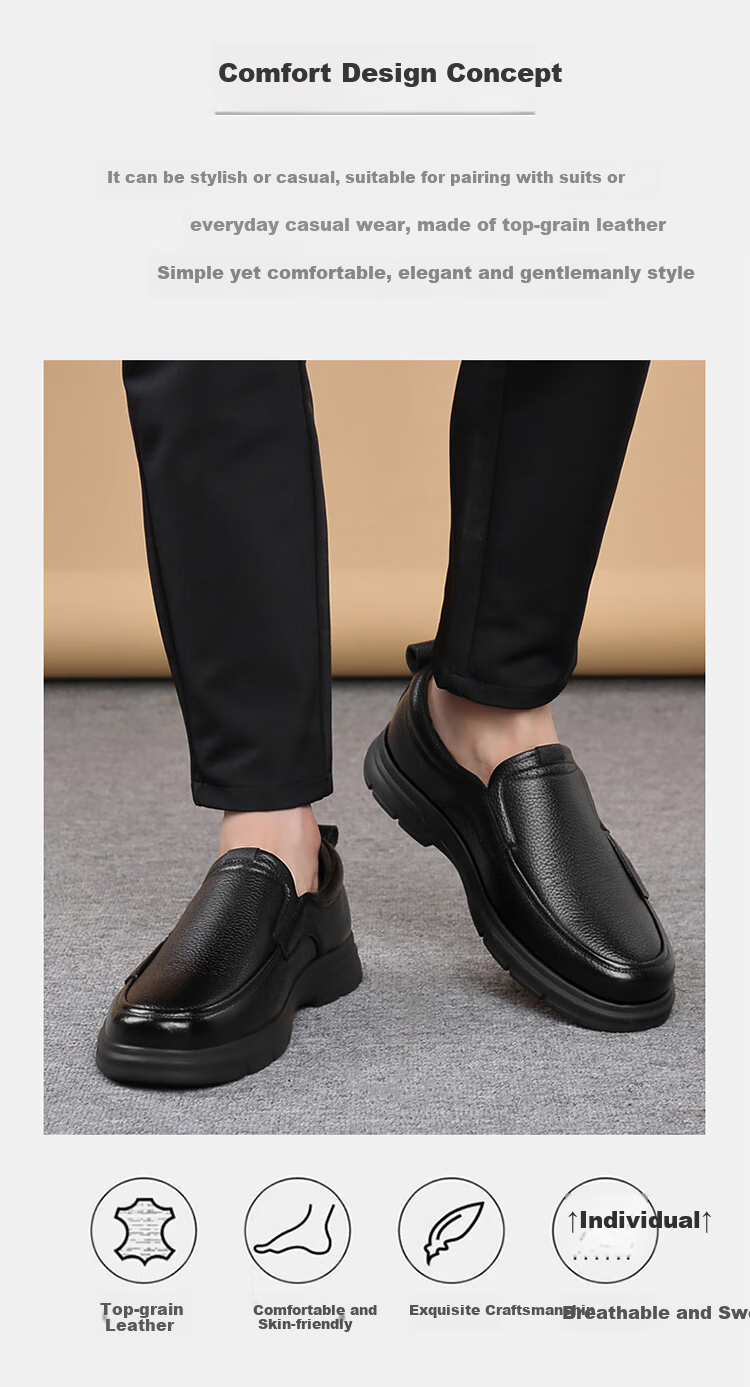 Hengyuanxiang Men's Slip-On Business Casual Breathable Driving Loafers J7276 Black Size 42 3
