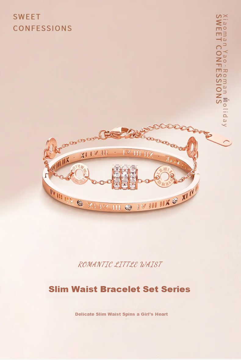 Chow Tai Fook [1000+ Stores] Rose Gold Luxury Slim Waist Bracelet for Women Stackable Bangle Birthday Gift for Girlfriend 1