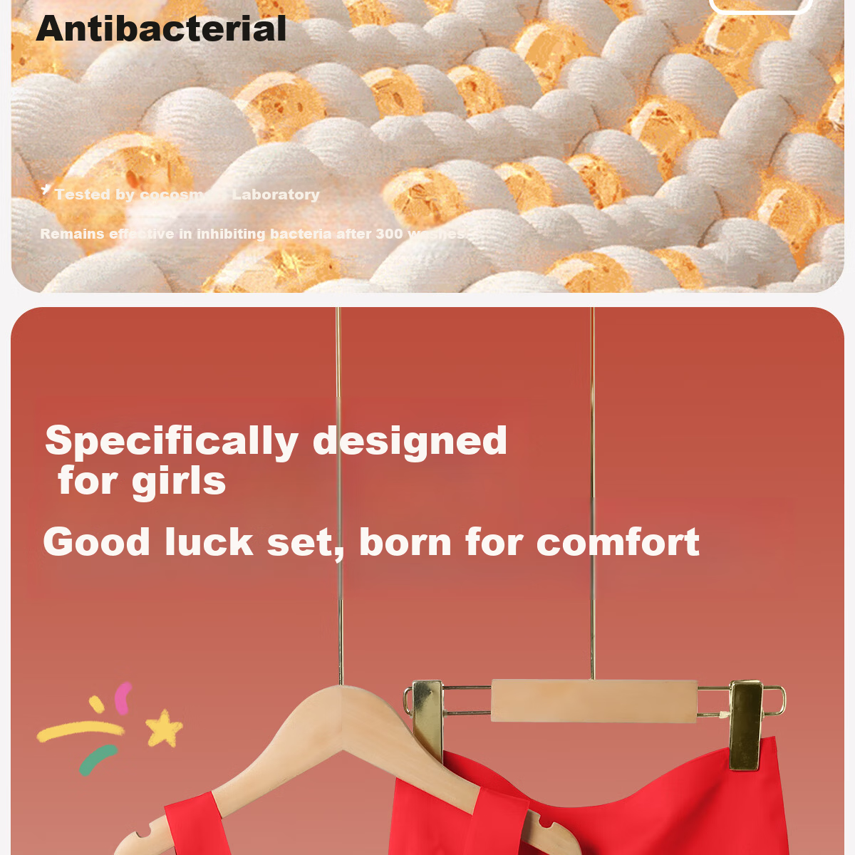 COCO SMART Girls' Red New Year Underwear Set Youth Development Bra Vest Children's Teen Gift 7