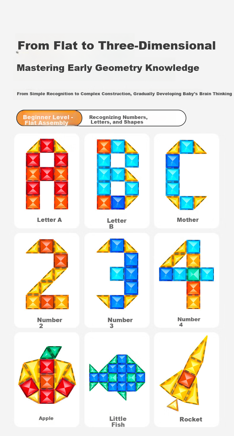 MAGPLAYER Children's Toy Colorful Window Magnetic Tiles, Magnetic Building Blocks for Boys Aged 3-6, Birthday Gift, 100 Pieces with 2 Small Cars 12