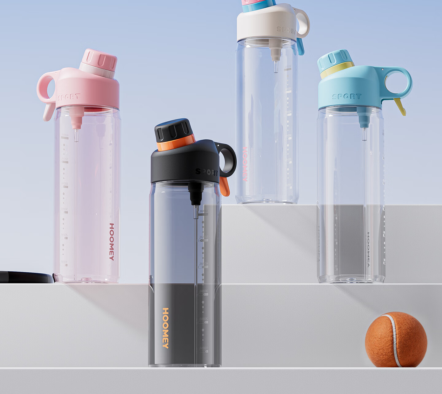 HOOMEY Spray Water Bottle Summer Running Fitness Sports Water Flask Outdoor Cycling Large Capacity Mountaineering Portable Military Training Cup 24