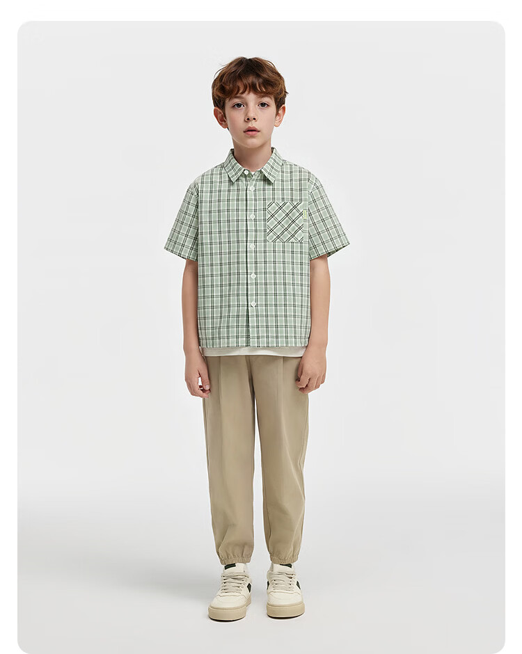 Balabala [balaOne] Boys' Short Sleeve Shirt Children's Big Kids Shirt 2026 Summer Cotton 20