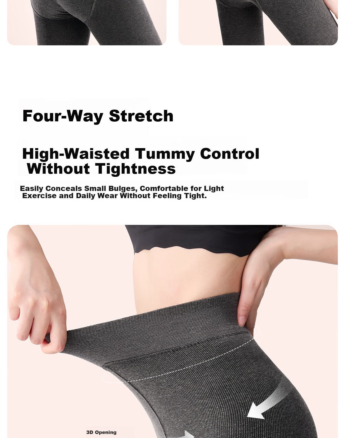 BONAS 26 New Women's Leggings with Fleece Lining, Bare-Leg Effect, Autumn And Winter Cotton Vertical Striped Thick Warm Slimming Tights 11