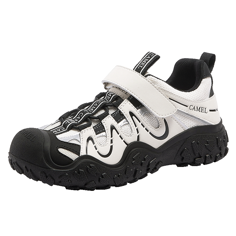 CAMEL Aurora Cute Ugly Kids Casual Velcro Children's Hiking Shoes L66S202026 Off-White/Black Size 35