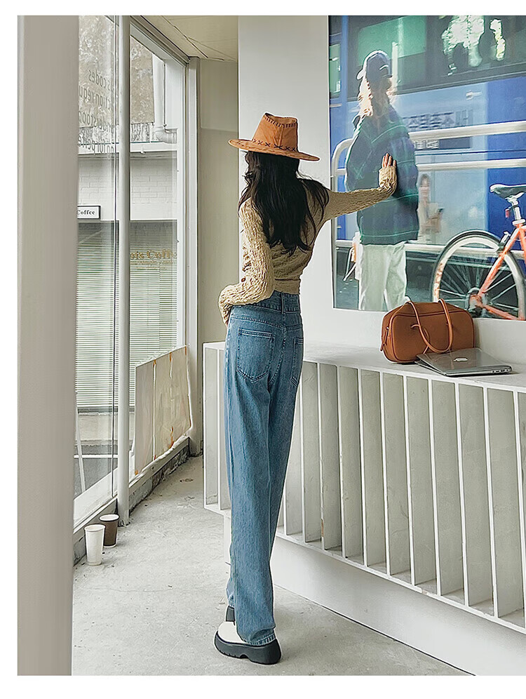 Pierre Cardin Jeans for Women, Summer High-Waisted Loose-Fit Slimming Lyocell Casual Straight-Leg Versatile Cropped Pants, Vintage Blue M 5