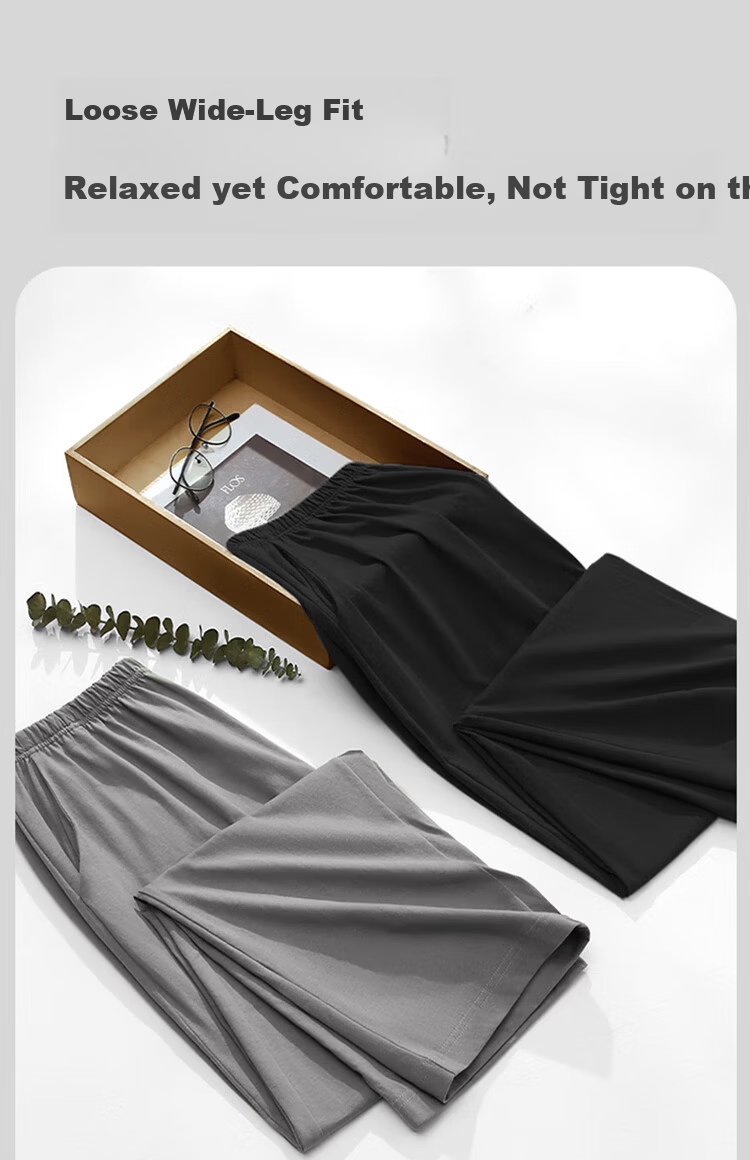 Yiershuang Men's Spring Summer Cotton Sleep Pants Casual Wearable Antibacterial Mite-Resistant Loose Comfortable 100% Cotton Home Pants 8