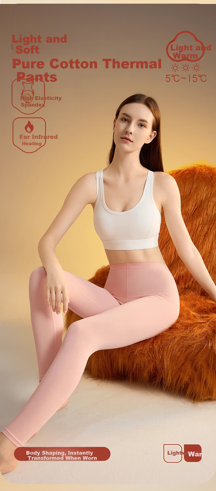 LangSha Women's Thermal Pants Autumn Winter Pure Cotton 10A Antibacterial Mite-Resistant Heated Base Layer Long Johns Cotton Wool Pants 2