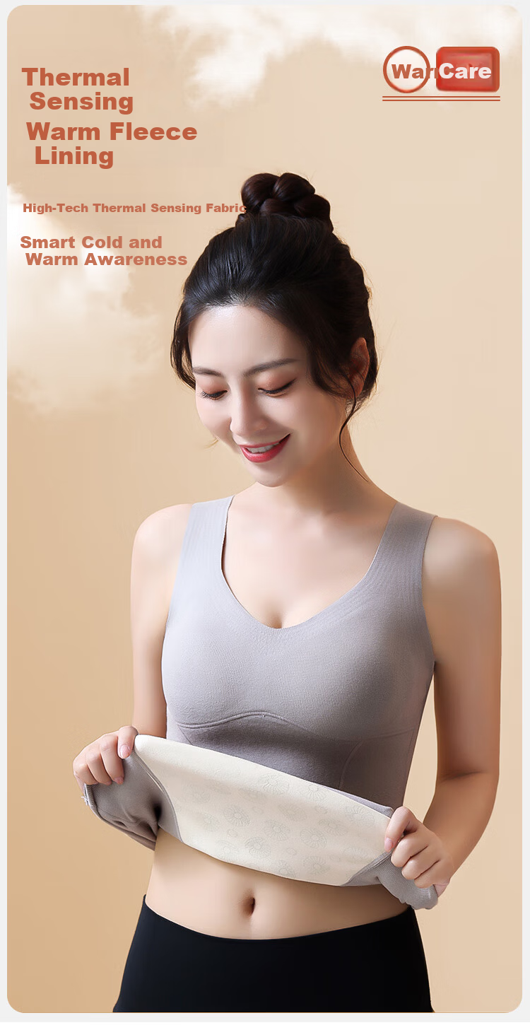 MiiOW Women's Thermal Vest with Chest Pad, Wool and Silk Blend, Gray, Size M 8