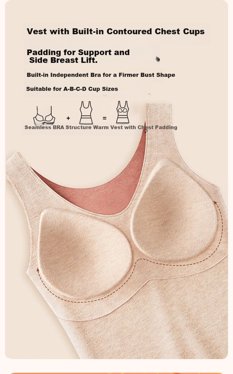 MiiOW Wool And Silk Thermal Vest for Women with Built-In Bra Pads, No Need to Wear Separate Bra, Shapewear Vest, Black, Size L 8