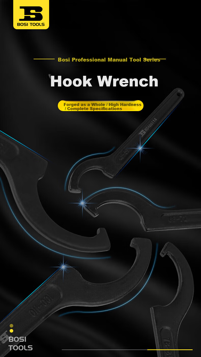 BOSI Hook Wrench Crescent Wrench Water Meter Cover Hook Wrench 135-145MM BS466122 1