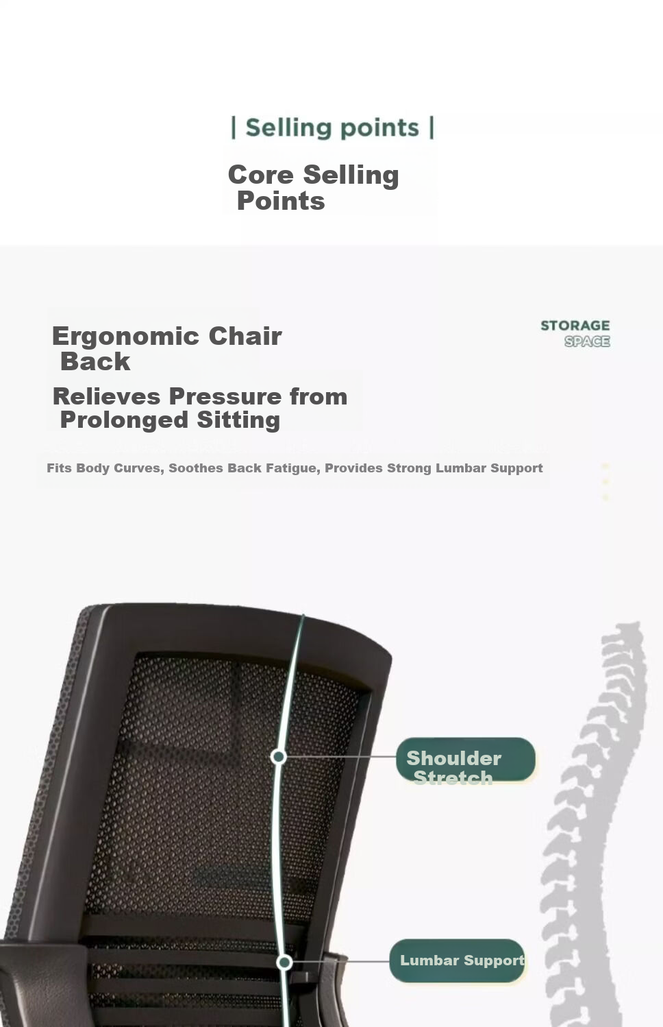 SGMW Ergonomic Office Chair Arched Design Comfortable Long Sitting Conference Chair Staff Chair Mahjong Chair with Backrest Computer Chair for Home Use 6