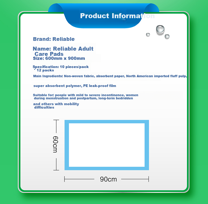 COCO Adult Care Pads XL 120pcs (60*90cm) Thickened Leak-Proof Elderly Incontinence Pads Maternity Bed Pads Mattress Protector 12