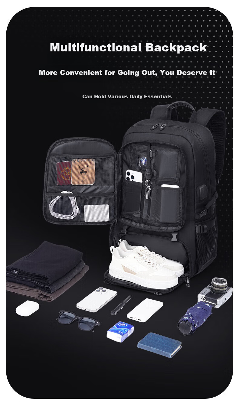 JEEP Men's Large Capacity Travel Backpack Commuter Business Short Trip Laptop Bag Outdoor Hiking Backpack 12