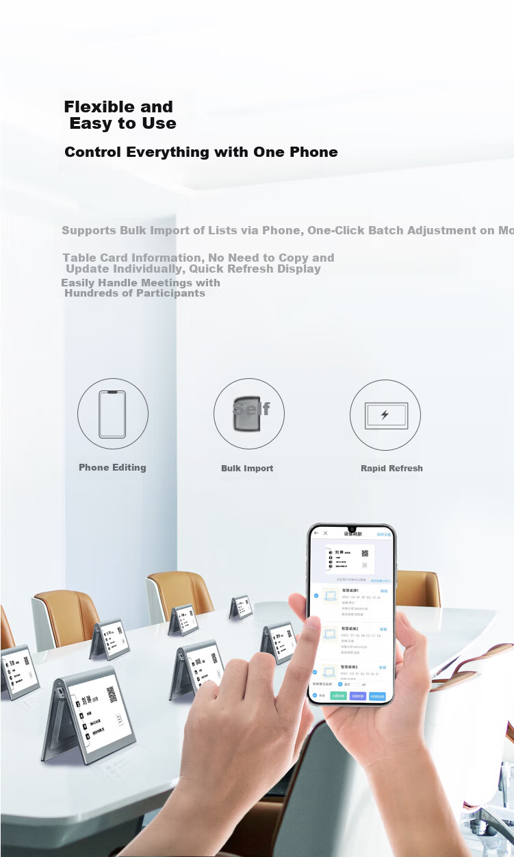 MAXHUB Electronic Meeting Nameplate Smart Seat Card Ink Screen Electronic Water Sign Paperless Office T-Type EC07B Single Pack 4