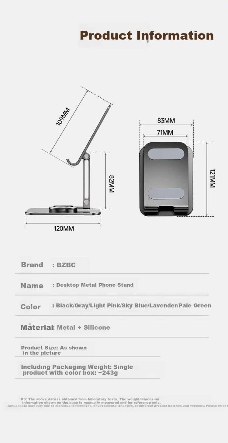 BZBC [Widened and Enlarged] Phone Stand iPad Tablet Stand Lazy Dopamine High-Value Desktop Stand 360° Rotatable Black 8