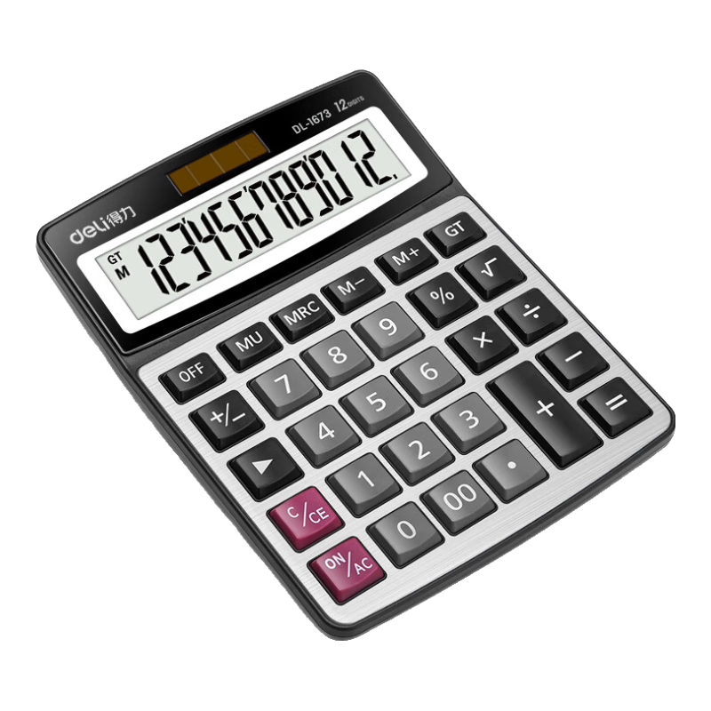 Deli Metal Panel Desktop Office Calculator, Financial Calculation, Wear-Resistant Buttons Desktop Computer, Office Supplies, Silver 1673