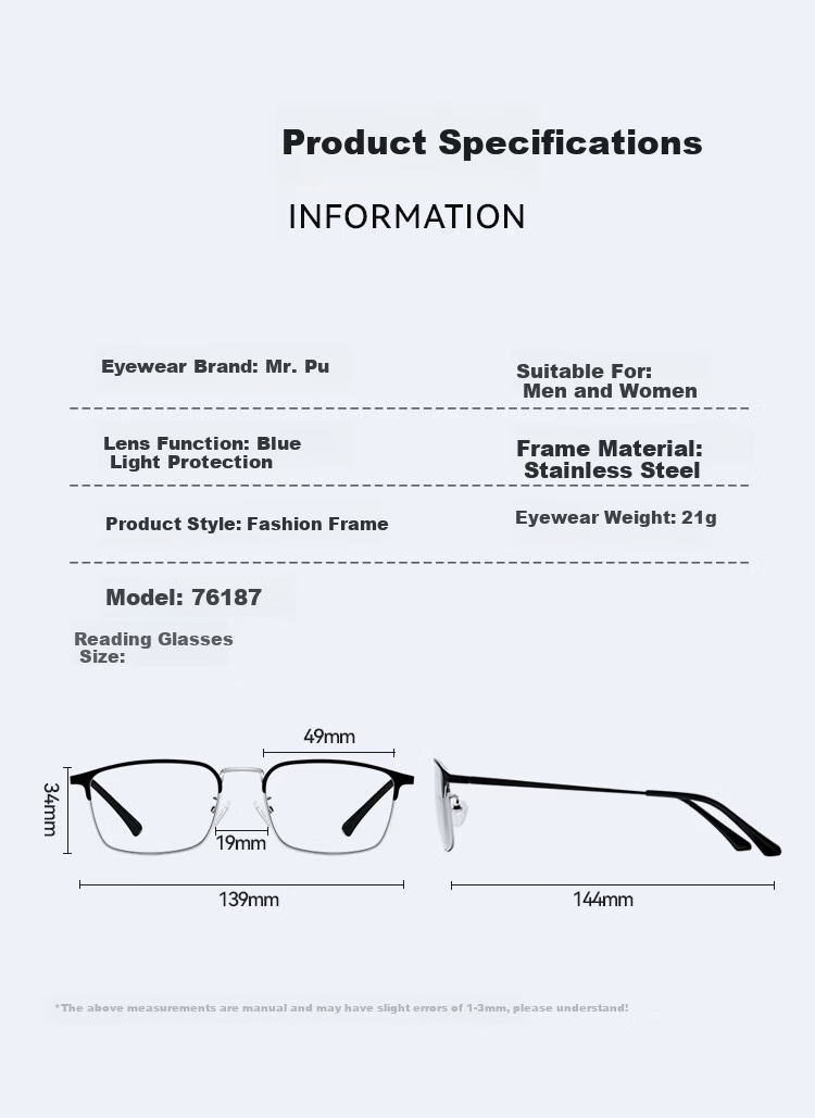 Mr. Pu Blue Light Blocking Reading Glasses for Men and Women, High Definition, Comfortable, Authentic, +100 Diopters (Recommended for Ages 40-49) 15