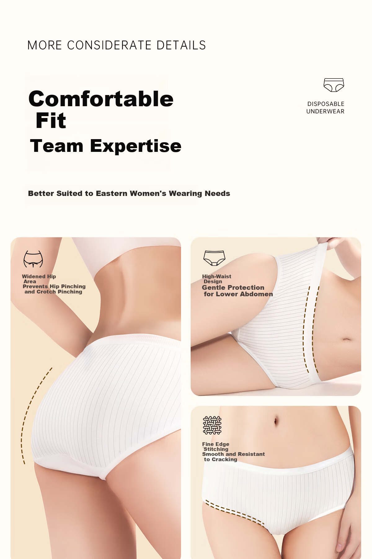 Ankexin Disposable Cotton Antibacterial Underwear, No-Wash Maternity Menstrual Travel XL Size, Pack of 5 11