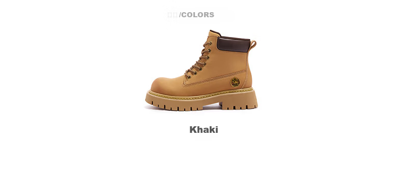 CAMEL [Shanyue] Women's Work Boots Trendy Thick-Soled Martin Boots L25W076018R Earth Yellow (Suede Lining) Size 37 42