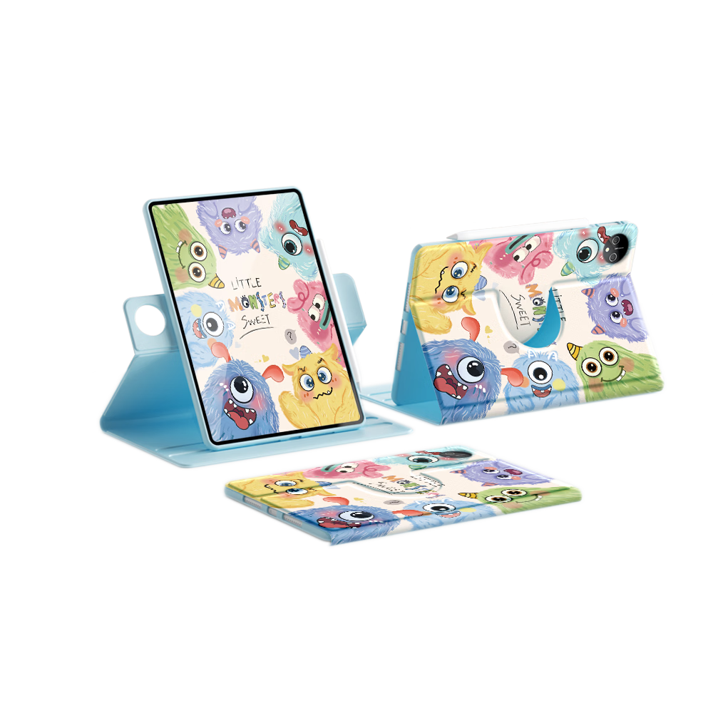 QBOSS Rotating Protective Case for Huawei MatePad 11.5 2024 Soft Shockproof Cute Monster Tablet Cover