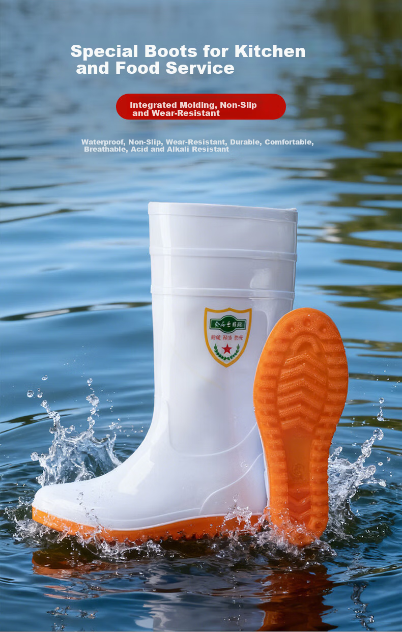 Gongqiyou Black Mid-Calf Rain Boots Size 40 Waterproof Non-Slip Wear-Resistant Outdoor Rubber Shoes 8