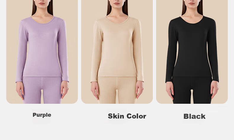 Urban Beauty Women's Seamless Thermal Underwear Set Thickened Autumn Winter Base Layer Cold Resistant 23
