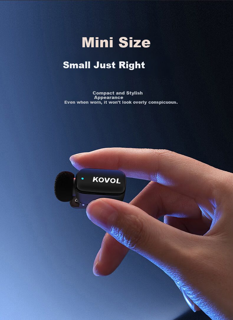 KOVOL Wireless Lavalier Microphone Mini Clip-on Mic for Live Streaming Outdoor Interview Short Video Conference Recording Professional Noise-Cancelling Recorder 7
