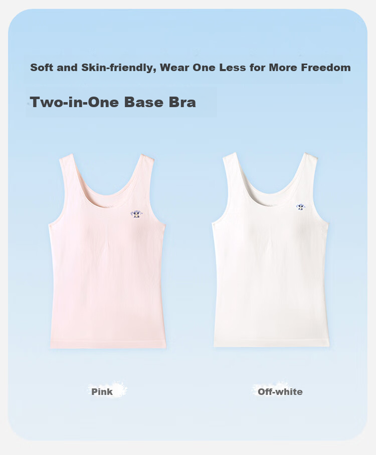 Jiusuiban Girls' Vest with Chest Pad, Thermal Seamless Long Bra Top for 11-12 Year Old Girls 11