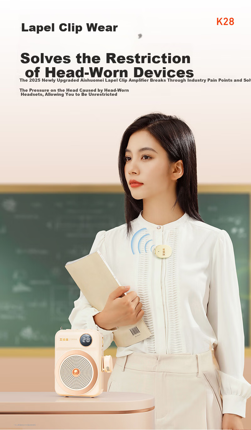 Aishuomei K28 Wireless Magnetic Clip-on Lavalier Microphone Teacher Dedicated Classroom Teaching Microphone Outdoor Tour Guide Shopping Small Speaker 3