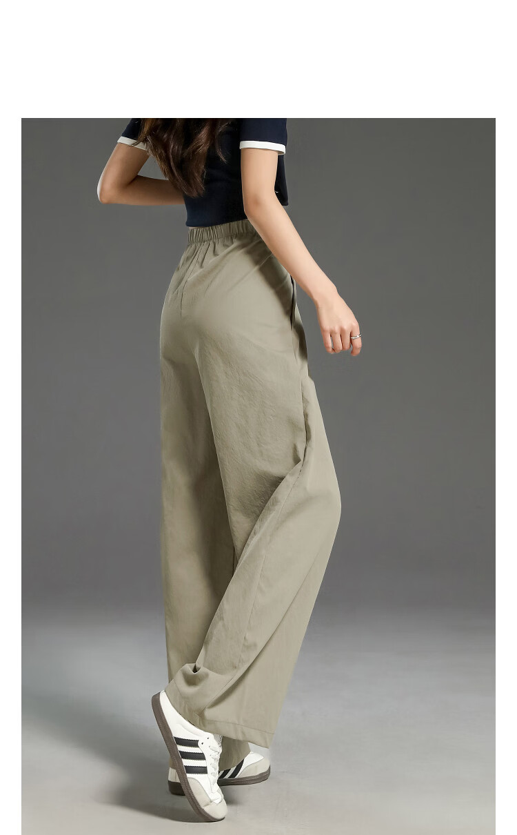 Demana [Lazy Commuter] Spring Simple Style Elastic Waist Straight Loose Slim Casual Pants for Women High-End Feel 13