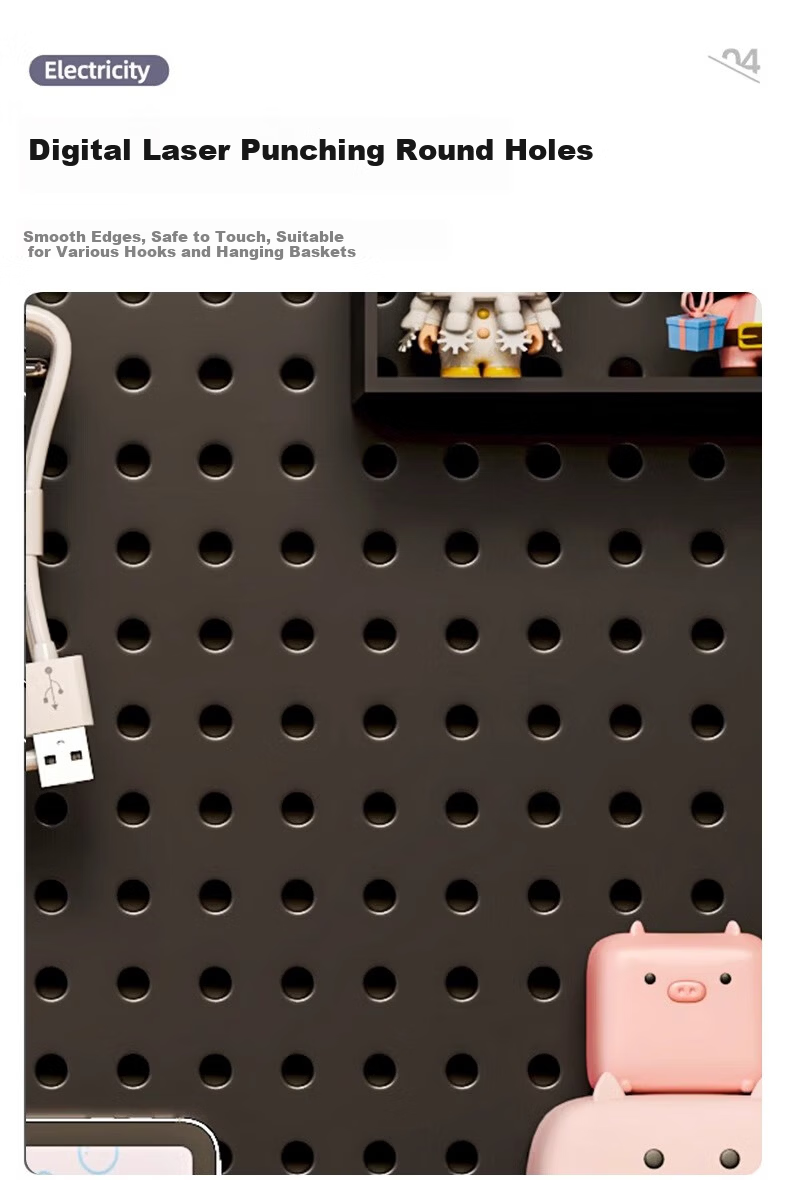 TANGJI Wall-Mounted Pegboard Storage Rack Gaming Desk Accessories Metal Organizer with Hooks 11