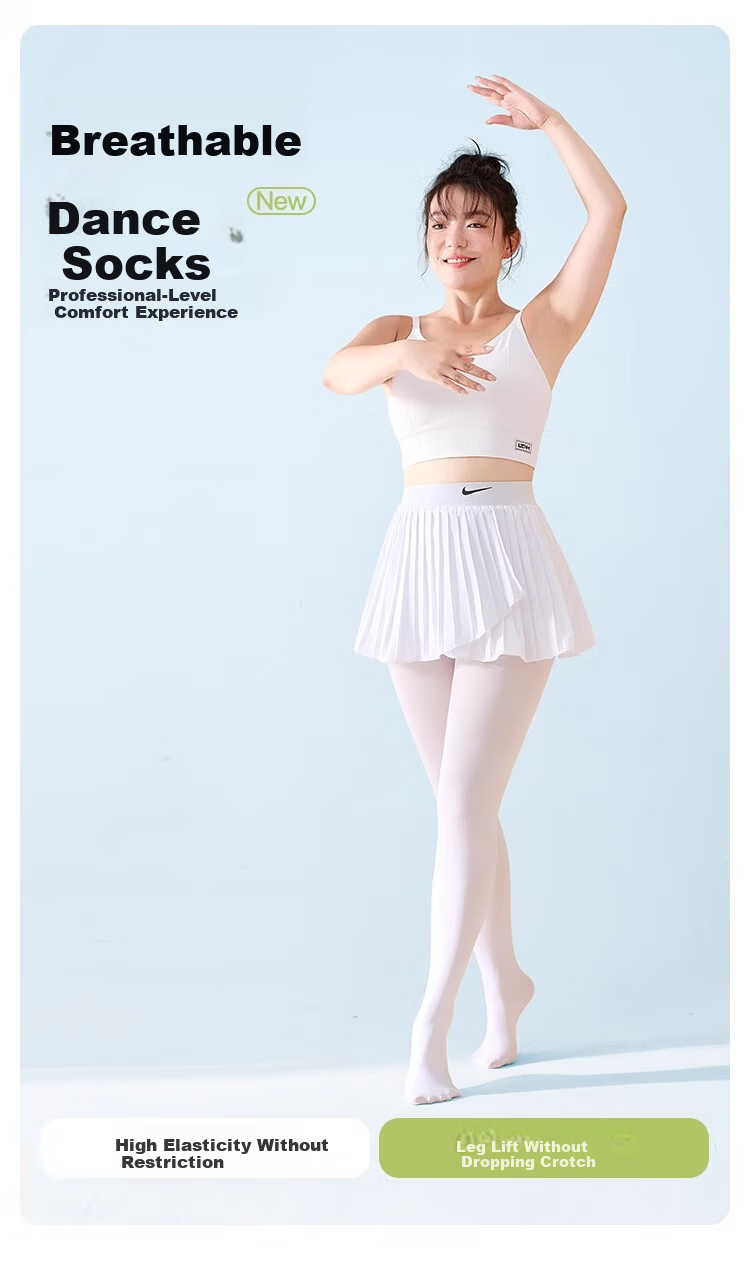 BOPRUIEY White Plus Size Tights Pantyhose Spring Summer Adult Dance Practice Stockings for Plus Size Students 2