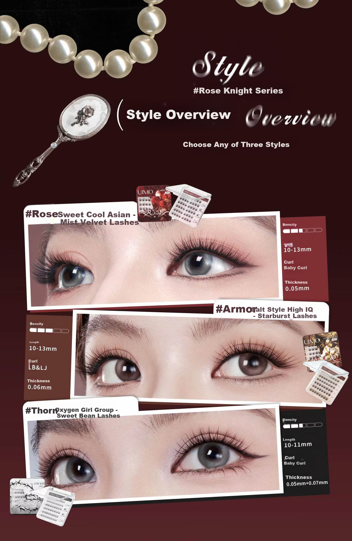 UIMO Rose Knight No-Glue False Eyelashes Korean Asian Airy Fox Style Eyelashes Thorn 2