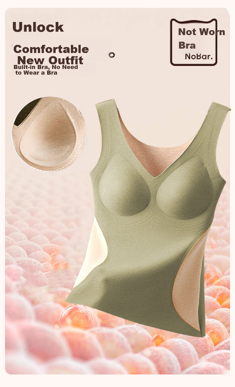 MiiOW Wool And Silk Thermal Vest for Women with Built-In Bra Pads, No Need to Wear Separate Bra, Shapewear Vest, Black, Size L 5