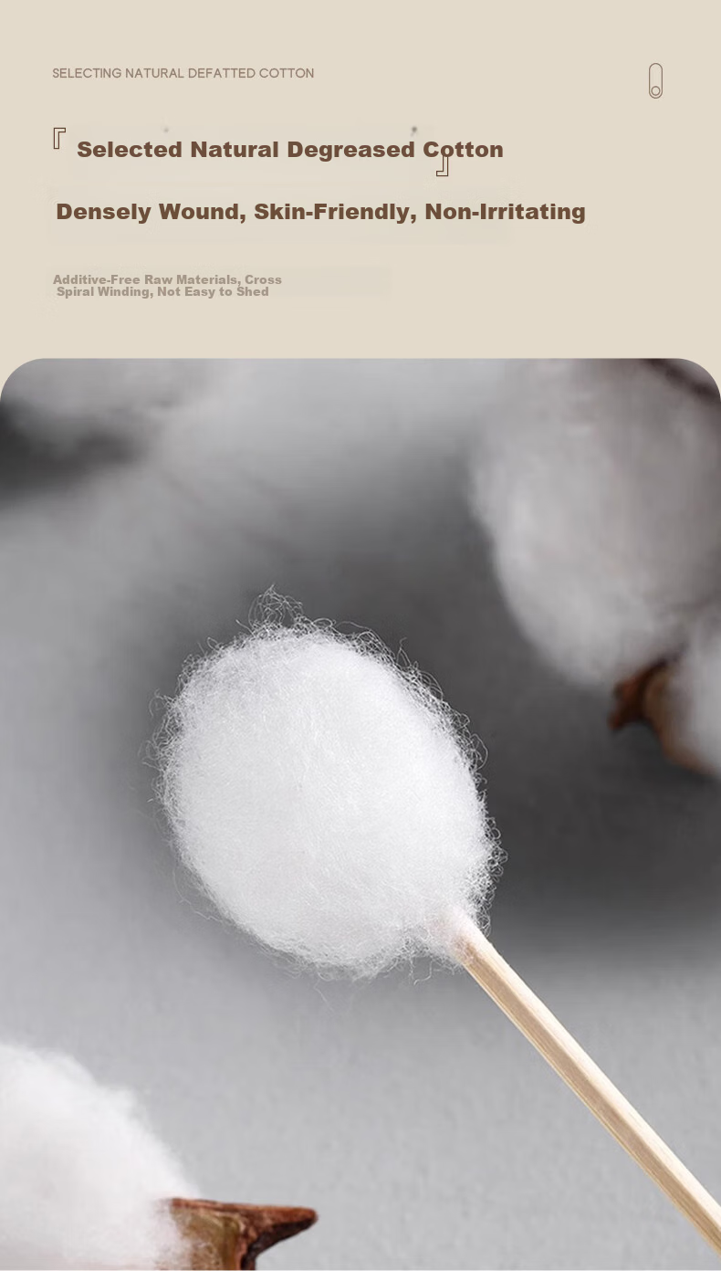 Xingfang Carbonized Cotton Swabs 300pcs High Hardness Disposable Spiral Head Round Tip Medical Ear Cleaning Makeup Cotton Sticks 3