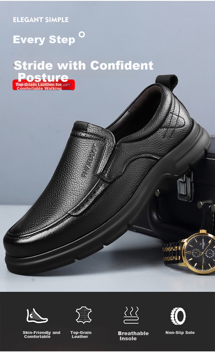 Hengyuanxiang Men's Slip-On Business Casual Breathable Driving Loafers J7276 Black Size 42 2