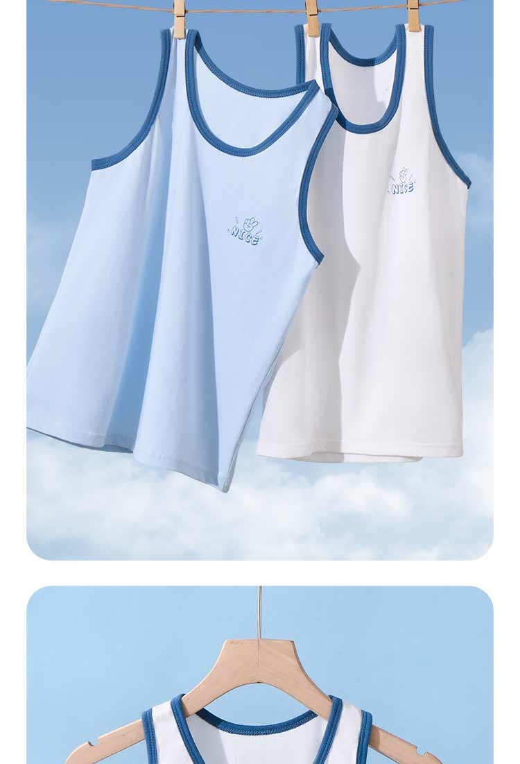 Urban Beauty Kids Vest Boys Summer Lightweight Cotton Vest Baby Older Children Sleeveless Youth Casual T-Shirt 2-Pack 12