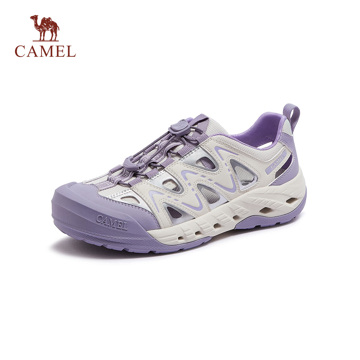 CAMEL Women's Cute Ugly Style Water and Land Wearable Creek Shoes Breathable Hollow Casual Shoes L26M076002 Beige/Black Size 40