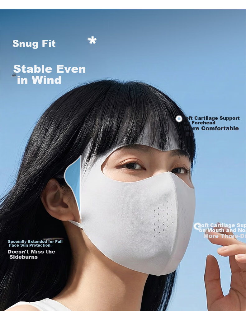EFZ Full Face Sunscreen Mask for Women UV Protection Breathable Face Bikini Cycling Driving Ice Silk Full Face Sun Protection Mask 9