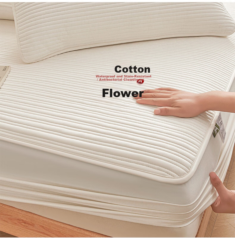 MUJI Pure Cotton Waterproof Fitted Sheet Mattress Protector Full Coverage Anti-Urine Dustproof Cover 1.5x2m 8