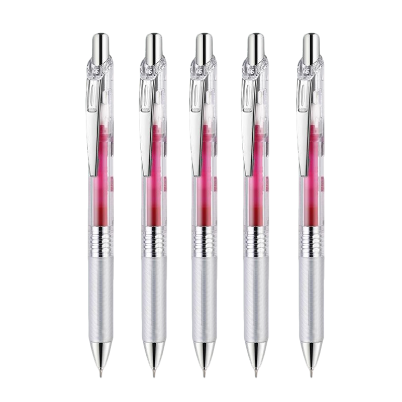 Pentel BLN75TL Retractable Gel Pen 0.5mm Needle Tip Quick-Dry Water-Based Ink Pink 5-Pack