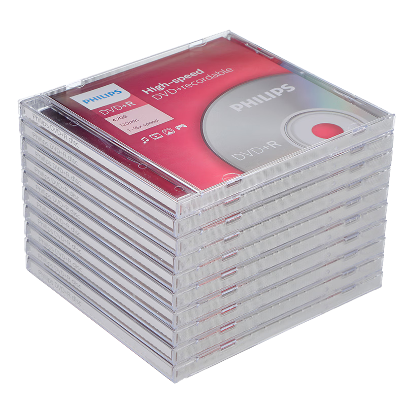 PHILIPS DVD+R Discs/Recordable Discs Blank Discs Recordable Discs Single Disc Box 10 Pieces/pack 16x Speed 4.7GB