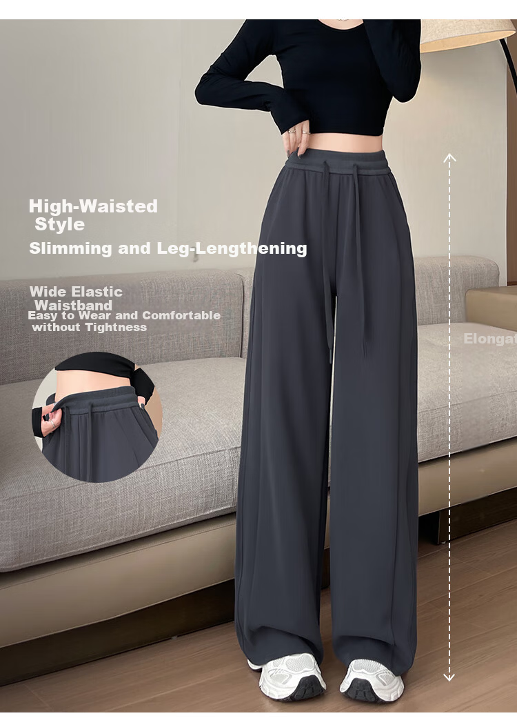 Free Style Wide-Leg Pants for Women Spring New Sports Sweatpants High Waist Slim Loose Draped Straight Casual Trousers 5