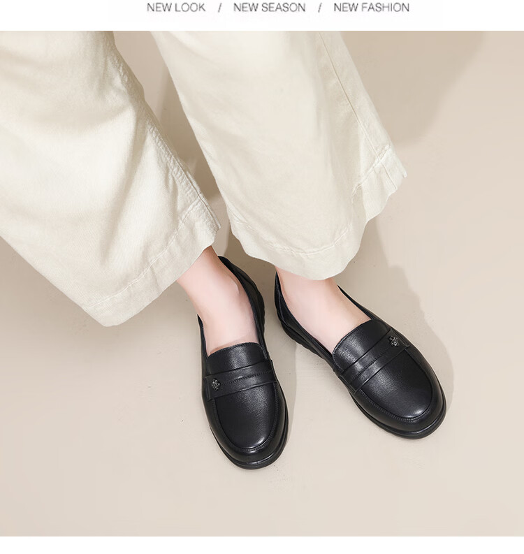 Spider King Women's Loafers Fashion Casual Leather Shoes Comfortable Mom Shoes 09F460 Black Size 38 12